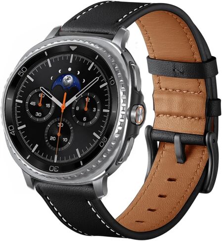 أساور Olytop الجلدية لساعة Galaxy Watch 7/6/4 Classic 47mm 46mm 43mm 42mm/Watch 5 Pro 45mm Bands، Samsung Galaxy Watch 6/5/4/Acitve 2 Bands 44mm 40mm، 20mm حزام بديل للرجال، أسود + بني in Saudi Arabia