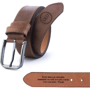 حزام جلدي مخصص للرجال - هدية محفورة مخصصة له - حزام جلدي أعلى من الحبوب للذكرى السنوية ، هدية رجالي فريدة من نوعها in Kuwait