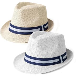 4 حزمة قصيرة الحافة قش فيدورا الصيف شاطئ قبعة للرجال نساء in Kuwait