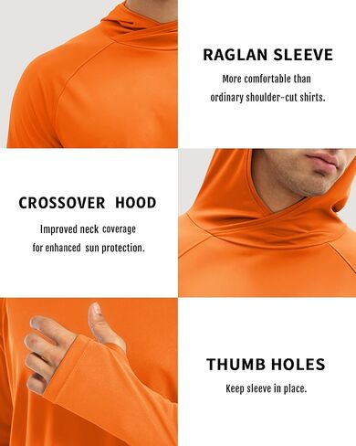 Boladeci Men's UPF 50+ Sun Protection Lightweight Hoodie Shirts Long Sleeve Fishing Shirts SPF UV Hiking Swim in Kuwait