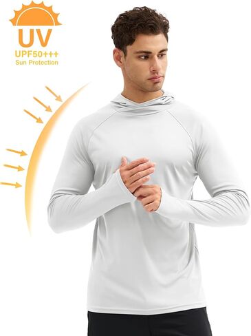 Boladeci Men's UPF 50+ Sun Protection Lightweight Hoodie Shirts Long Sleeve Fishing Shirts SPF UV Hiking Swim in Kuwait