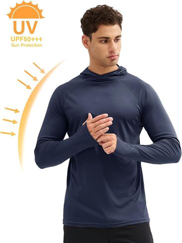 Boladeci Men's UPF 50+ Sun Protection Lightweight Hoodie Shirts Long Sleeve Fishing Shirts SPF UV Hiking Swim in Kuwait