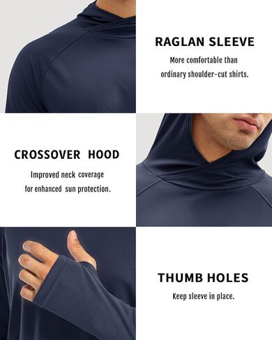 Boladeci Men's UPF 50+ Sun Protection Lightweight Hoodie Shirts Long Sleeve Fishing Shirts SPF UV Hiking Swim in Kuwait