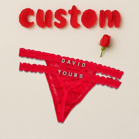 2-Pack Personalized Panties With Name 'Daddy' - Rhinestone Name Thong Custom Thong for Her - Valentines Day in Saudi Arabia