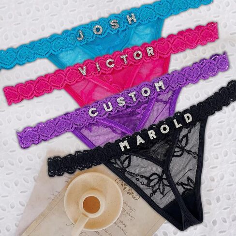 سراويل شخصية مخصصة 2 حزمة تحمل اسم "Daddy" - اسم Rhinestone Thong Custom Thong بالنسبة لها - عيد الحب in Saudi Arabia