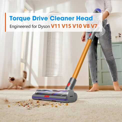 FUNTECK De-tangling Motorized Cleaner Head for Dyson V8 V10 V11 V15 Cordless Vacuums, Good for Smooth Hard Floors and Carpets in Saudi Arabia