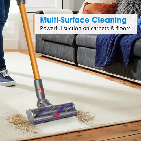 FUNTECK De-tangling Motorized Cleaner Head for Dyson V8 V10 V11 V15 Cordless Vacuums, Good for Smooth Hard Floors and Carpets in Saudi Arabia