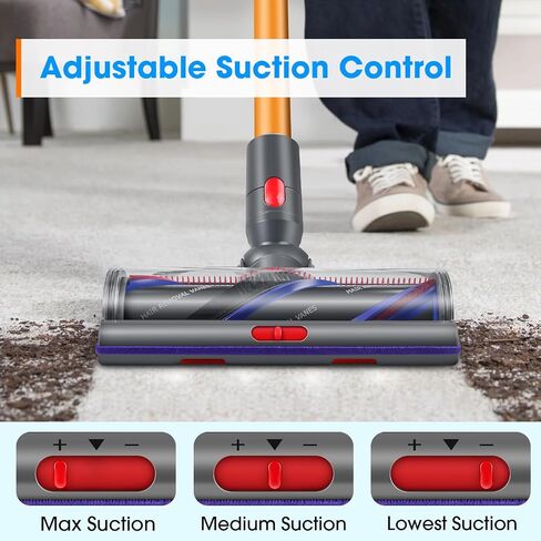 FUNTECK De-tangling Motorized Cleaner Head for Dyson V8 V10 V11 V15 Cordless Vacuums, Good for Smooth Hard Floors and Carpets in Saudi Arabia