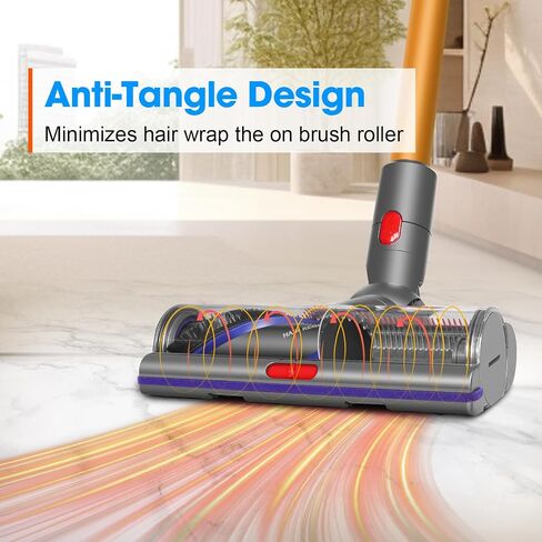FUNTECK De-tangling Motorized Cleaner Head for Dyson V8 V10 V11 V15 Cordless Vacuums, Good for Smooth Hard Floors and Carpets in Saudi Arabia