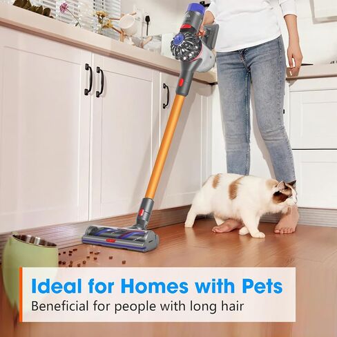 FUNTECK De-tangling Motorized Cleaner Head for Dyson V8 V10 V11 V15 Cordless Vacuums, Good for Smooth Hard Floors and Carpets in Saudi Arabia