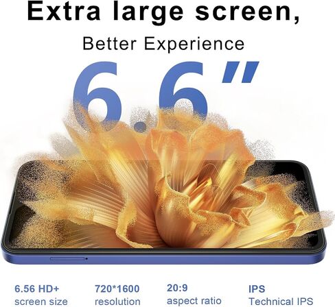 KXD A07 Unlock Cell Phone, Android 12 Unlocked Phone, 4500mAh 10W Fast Smartphones, 13MP+8MP, 6.52Inch HD+, 8GB + 128GB/SD 256GB Mobile Phone, Fingerprint/Face ID, 4G Dual SIM Phone - White in Saudi Arabia