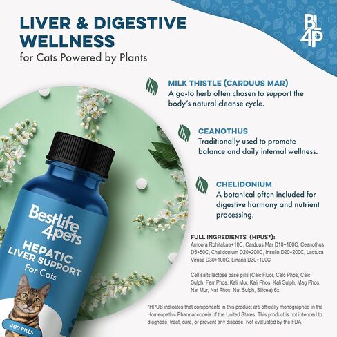 BestLife4Pets Hepatic Dog Liver Support - Dissolvable Homeopathic Liver and Digestive Canine Supplement for Liver Detox and Nutrient Absorption - 100% All Natural - Free of Chemicals or Additives in Kuwait