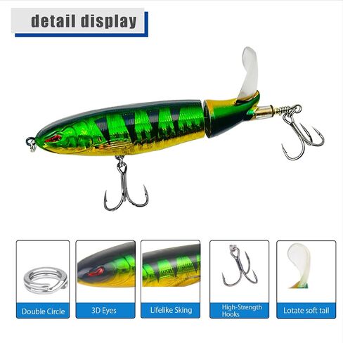 10Pcs Fishing Lures for Bass, Whopper Lures Kit, Top Water Fishing Lures with BKK Hooks, Popper Floating Lure for Bass Catfish Pike in Saudi Arabia