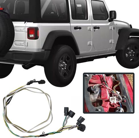 New Upgrade 4-Way Flat Trailer Wiring Harness 55-363 for 1998-2006 Jeep Wrangler TJ Vehicle-Side 4 Pin Trailer Towing Hitch Wiring for Jeep TJ 4 Prong Trailer Light Plug, Plug & Play 4 Way Flat in Saudi Arabia