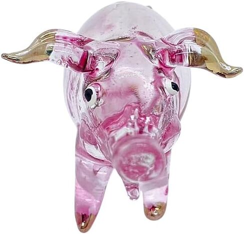 Tiny 1⅝" Long Pink Gold Standing Pig Figurine - Miniature Hand Blown Painted Glass Pigs Piglet Swine Hog Farm Animals Small Crystal Decorative Collectible Figurines Décor Gifts in Saudi Arabia