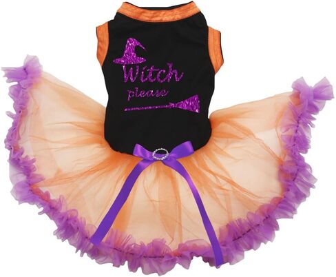 Petitebella Witch Please Puppy Dog Dress (Black/Gold Cobweb, X-Small) in Saudi Arabia