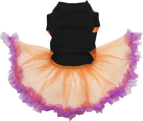 Petitebella Witch Please Puppy Dog Dress (Black/Gold Cobweb, X-Small) in Saudi Arabia