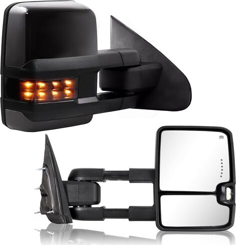 Towing Mirror for Silverado Sierra -Compatible with 2014-2018 Chevy Silverado GMC Sierra With Power Operated Heated Glass Turn Signal Light&Running Light Driver&Passenger Sides in Saudi Arabia