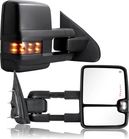 Towing Mirror for Silverado Sierra -Compatible with 2014-2018 Chevy Silverado GMC Sierra With Power Operated Heated Glass Turn Signal Light&Running Light Driver&Passenger Sides in Saudi Arabia
