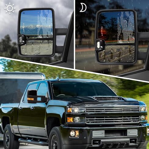 Towing Mirror for Silverado Sierra -Compatible with 2014-2018 Chevy Silverado GMC Sierra With Power Operated Heated Glass Turn Signal Light&Running Light Driver&Passenger Sides in Saudi Arabia