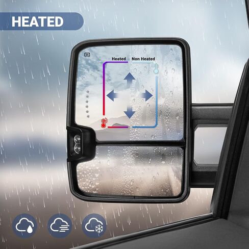 Towing Mirror for Silverado Sierra -Compatible with 2014-2018 Chevy Silverado GMC Sierra With Power Operated Heated Glass Turn Signal Light&Running Light Driver&Passenger Sides in Saudi Arabia
