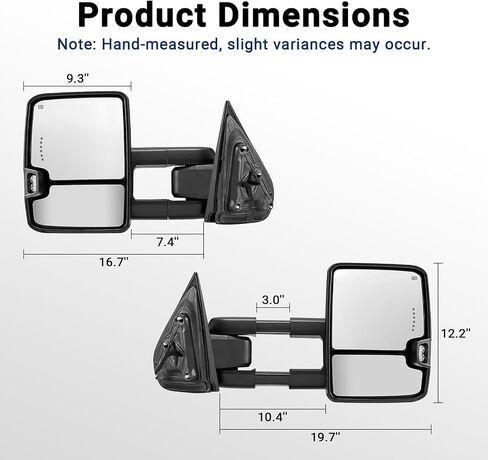 Towing Mirror for Silverado Sierra -Compatible with 2014-2018 Chevy Silverado GMC Sierra With Power Operated Heated Glass Turn Signal Light&Running Light Driver&Passenger Sides in Saudi Arabia