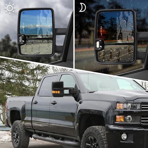 Towing Mirror for Silverado Sierra -Compatible with 2014-2018 Chevy Silverado GMC Sierra With Power Operated Heated Glass Turn Signal Light&Running Light Driver&Passenger Sides in Saudi Arabia