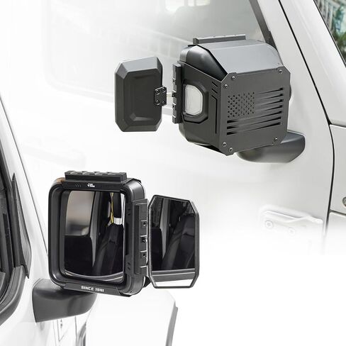 JOYTUTUS Towing Mirrors Extensions Compatible with 2018-2025 Wrangler JL/JLU & Gladiator JT, 360 Degree Rotation Adjustable, Integrated Tactical Rails for Versatile Mounting in Saudi Arabia