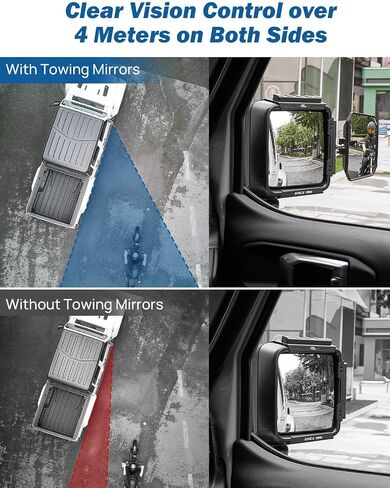 JOYTUTUS Towing Mirrors Extensions Compatible with 2018-2025 Wrangler JL/JLU & Gladiator JT, 360 Degree Rotation Adjustable, Integrated Tactical Rails for Versatile Mounting in Saudi Arabia