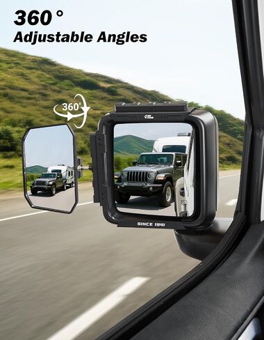 JOYTUTUS Towing Mirrors Extensions Compatible with 2018-2025 Wrangler JL/JLU & Gladiator JT, 360 Degree Rotation Adjustable, Integrated Tactical Rails for Versatile Mounting in Saudi Arabia