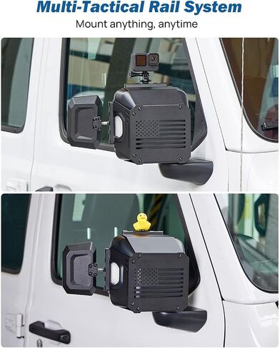 JOYTUTUS Towing Mirrors Extensions Compatible with 2018-2025 Wrangler JL/JLU & Gladiator JT, 360 Degree Rotation Adjustable, Integrated Tactical Rails for Versatile Mounting in Saudi Arabia