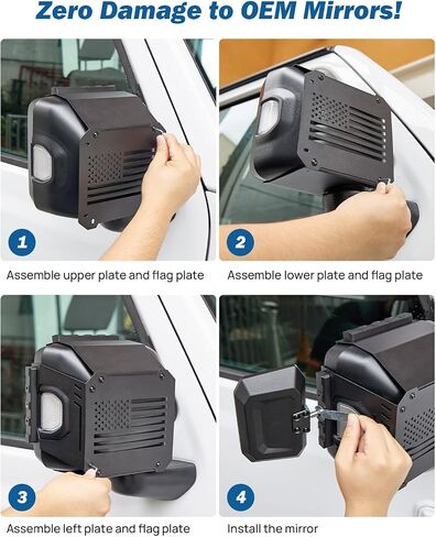 JOYTUTUS Towing Mirrors Extensions Compatible with 2018-2025 Wrangler JL/JLU & Gladiator JT, 360 Degree Rotation Adjustable, Integrated Tactical Rails for Versatile Mounting in Saudi Arabia