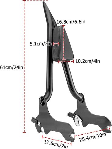 WSAYS 23 "Tall Sissy Bar 1.3" مسند راكب للركاب الدهون سريعًا قابل للفصل مع Harley Softail Deluxe Fat Boy Heritage Standard Springer Classic 2000-2017 ، Chrome in Kuwait
