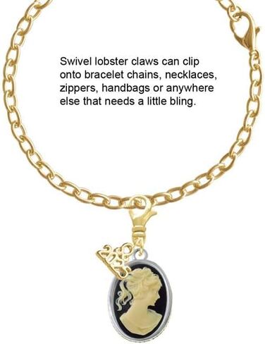 Delight Jewelry Silvertone Small Oval Cameo - Gold-tone Clip on Charm with Mini Year 2025 in Kuwait