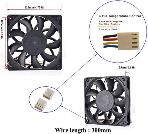 12038 PWM مروحة تبريد 120 مم 38 مم تيار مستمر 12 فولت 4Pin عالية 260 CFM فرش مزدوج كروي 5400 دورة في الدقيقة لخزانة محطة عمل الخادم in Kuwait
