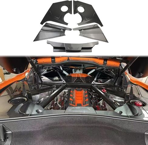 Crosselec Carbon Carbon Style Engine Compartment Propartment Propray Cover Cover Assories for Chevrolet Corvette C8 2020-2025 in Kuwait