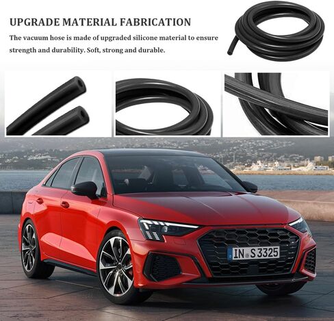 10Ft Silicone Vacuum Tubing Hose, Vacuum Lines Automotive, Universal High Performance Automotive Vacuum Tubing Hose line, Car Accessories 1/4" Inner Diameter Hose for Vehicle Radiator (Black) in Saudi Arabia