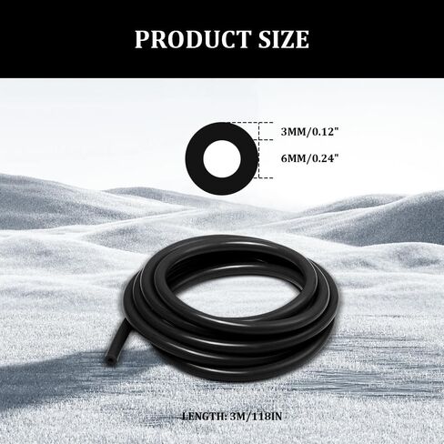 10Ft Silicone Vacuum Tubing Hose, Vacuum Lines Automotive, Universal High Performance Automotive Vacuum Tubing Hose line, Car Accessories 1/4" Inner Diameter Hose for Vehicle Radiator (Black) in Saudi Arabia