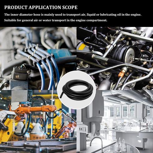 10Ft Silicone Vacuum Tubing Hose, Vacuum Lines Automotive, Universal High Performance Automotive Vacuum Tubing Hose line, Car Accessories 1/4" Inner Diameter Hose for Vehicle Radiator (Black) in Saudi Arabia