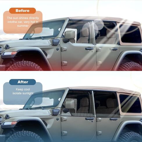 نافذة شمس ظلال لجيب Wrangler TJ JK JL & Gladiator JT 1997-2024 ، أغطية Sunshade الجانبية الأمامية والخلفية ، حماية UV للطفل/الحيوانات الأليفة/التخييم ، 4 مساءً in Saudi Arabia
