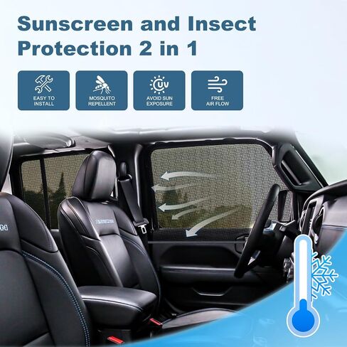 نافذة شمس ظلال لجيب Wrangler TJ JK JL & Gladiator JT 1997-2024 ، أغطية Sunshade الجانبية الأمامية والخلفية ، حماية UV للطفل/الحيوانات الأليفة/التخييم ، 4 مساءً in Saudi Arabia