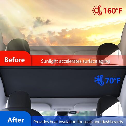 Tesla Model Y Sunshade Roof 2020-2024 | Split-Design UV Protection & Heat Insulation | UPF50+ Reflective Fabric, Sag-Free Fit, Quick Installation in Saudi Arabia