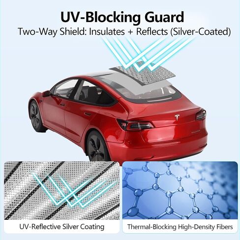 Tesla Model Y Sunshade Roof 2020-2024 | Split-Design UV Protection & Heat Insulation | UPF50+ Reflective Fabric, Sag-Free Fit, Quick Installation in Saudi Arabia