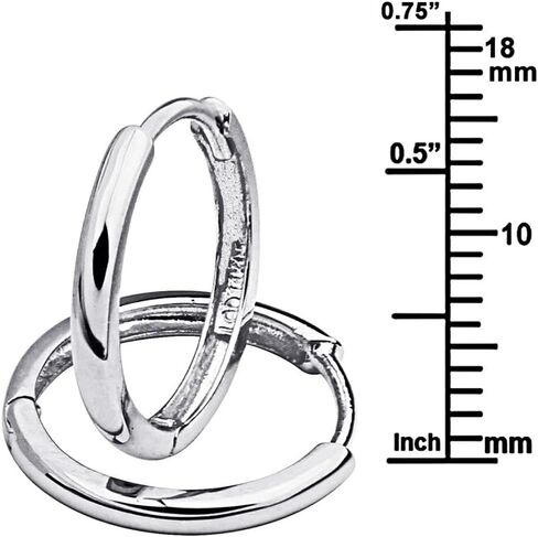 14k White Gold 2mm Thickness Hoop Huggie Earrings - 3 Different Size Available in Saudi Arabia