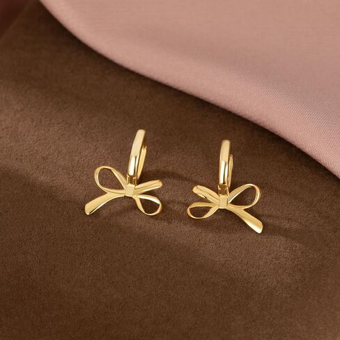SLUYNZ 925 Sterling Silver Bow Hoop Earrings for Women Teen Girls Bow Ribbon Huggie Earrings in Saudi Arabia