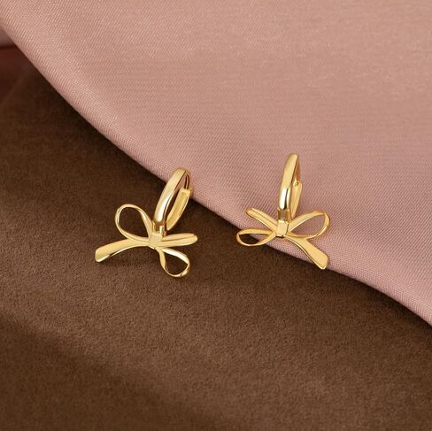 SLUYNZ 925 Sterling Silver Bow Hoop Earrings for Women Teen Girls Bow Ribbon Huggie Earrings in Saudi Arabia