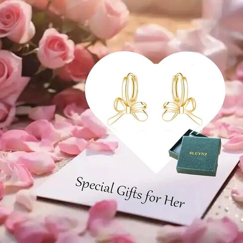 SLUYNZ 925 Sterling Silver Bow Hoop Earrings for Women Teen Girls Bow Ribbon Huggie Earrings in Saudi Arabia