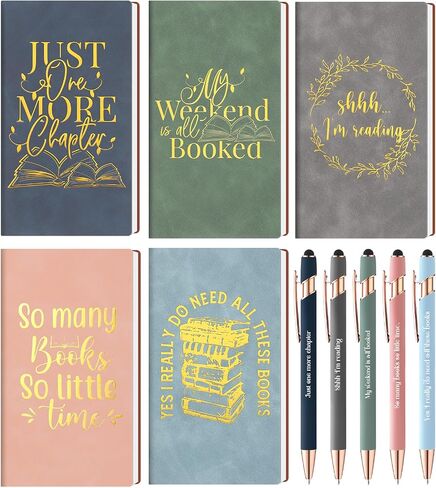 Fulmoon 10 Pcs Book Lovers Gifts 5 Inspirational Notebooks Journal with 5 Pens Vintage Gift Bulk Book Lover Appreciation Gift Christmas Favors for Teacher Librarian Reader Student Coworker (Classic) in Saudi Arabia