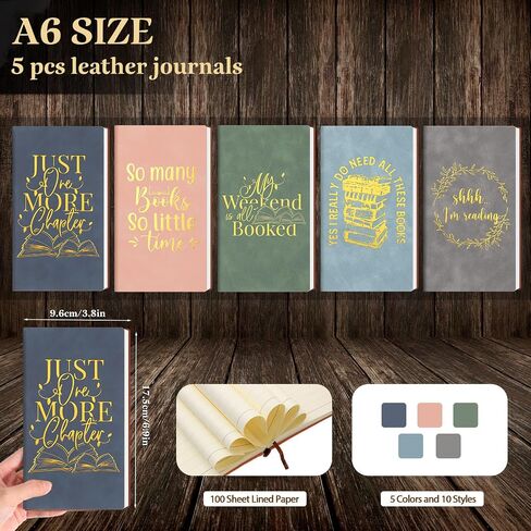 Fulmoon 10 Pcs Book Lovers Gifts 5 Inspirational Notebooks Journal with 5 Pens Vintage Gift Bulk Book Lover Appreciation Gift Christmas Favors for Teacher Librarian Reader Student Coworker (Classic) in Saudi Arabia