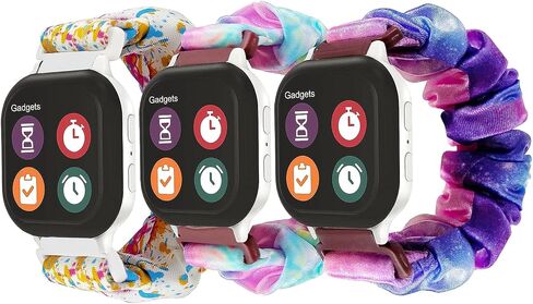 NewJourney 3 قطع من سوار Scrunchie متوافق مع ساعة Gizmo 3/2/1 وساعة Gabb 3/2/1 وساعة SyncUP للأطفال، سوار معصم من القماش المرن الناعم للفتيات in Kuwait